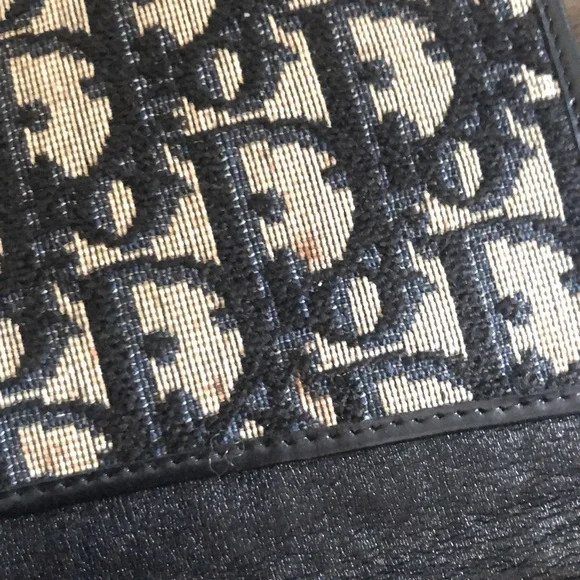 [Dior] Rare Authentic Trotter Long Canvas w/ Leather Navy Blue Signature Wallet - Picture 6 of 16